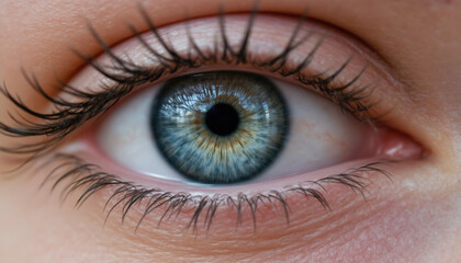 detailed macro of female eye showcasing vibrant colors and textures