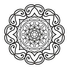 Simple Outline Mandala for Coloring Book Page. Easy Oriental Mandala. Mandala Coloring book line art.