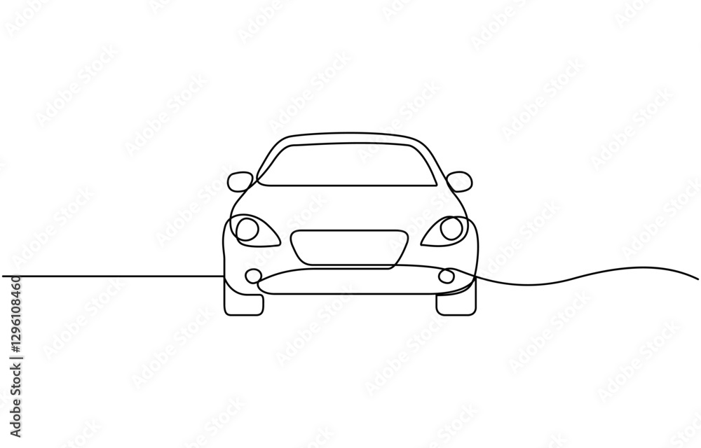 Poster continuous one line drawing of car vector icon. one line car icon vector background, abstract small 