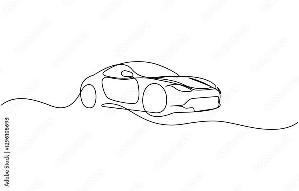Poster continuous one line drawing of car vector icon. one line car icon vector background, abstract small 