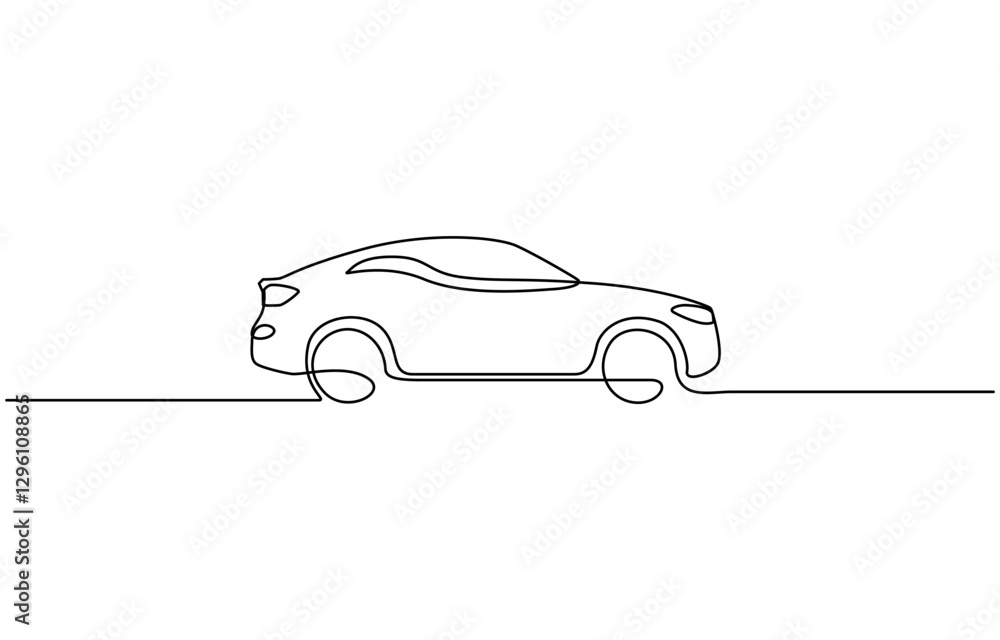 Poster continuous one line drawing of car vector icon. one line car icon vector background, abstract small 