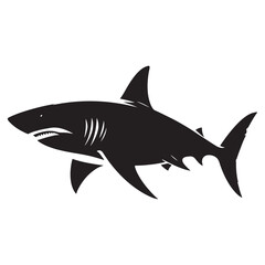 Obraz premium Breathtaking Great White Shark silhouette, embodying the power of nature - Great White Shark illustration - Minimalist Great White Shark vector - Fish silhouette 