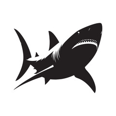 Elusive Great White Shark silhouette, a ghost beneath the waves - Great White Shark illustration - Minimalist Great White Shark vector - Fish silhouette

