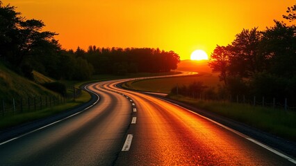 Fototapeta premium Winding Road at SunriseSunset, Golden Hour