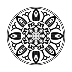 Simple Outline Mandala for Coloring Book Page. Easy Oriental Mandala. Mandala Coloring book line art.