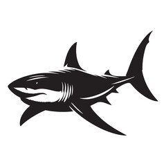 Mighty Great White Shark silhouette, showcasing marine supremacy - Great White Shark illustration - Minimalist Great White Shark vector - Fish silhouette
