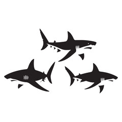 Naklejka premium Sleek Great White Shark silhouette, a streamlined ocean hunter - Great White Shark illustration - Minimalist Great White Shark vector - Fish silhouette 