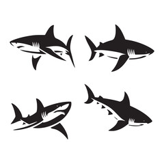 Majestic Great White Shark silhouette, a symbol of oceanic dominance - Great White Shark illustration - Minimalist Great White Shark vector - Fish silhouette
