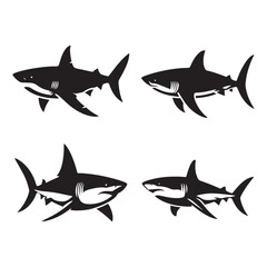 Dominant Great White Shark silhouette, ruling the marine world - Great White Shark illustration - Minimalist Great White Shark vector - Fish silhouette
