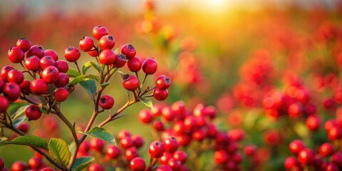 Fototapeta premium Prachtige rode meidoorn bessen in het centrum van een bloemgaard , blossom center, nature, blossom center