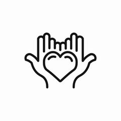 Love and care hands icon vector sign