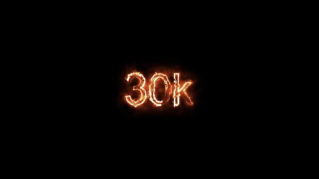 30k text font with neon effect fire ,30k followers, Thank You, social sites post. Thank you followers congratulation card. 30K Followers. Achievement in 30k followers Congratulating networking thanks,