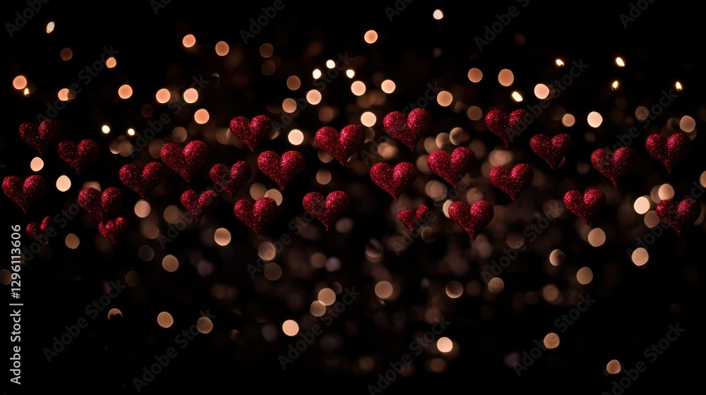 Poster a tree adorned with numerous hearts hanging from its branches, creating a whimsical and romantic atm