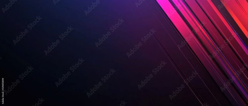 Poster abstract dark background with vibrant pink and red diagonal lines, creating a modern and dynamic dig