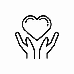 Open hands with heart icon vector sign