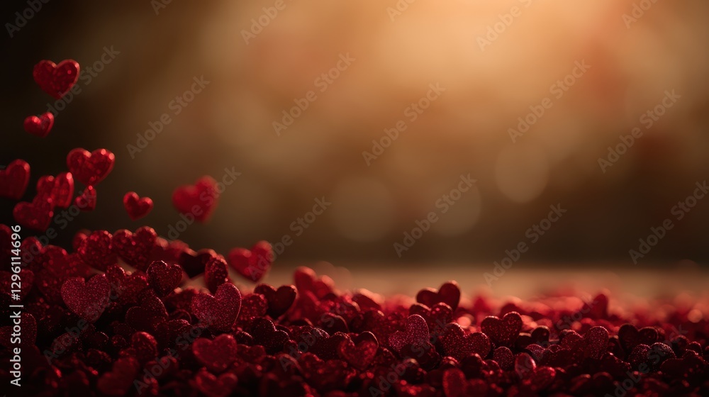 Poster a collection of scattered hearts rests on the ground, symbolizing affection and emotion in a visuall
