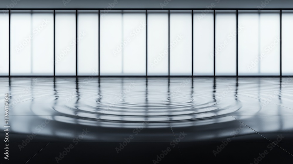 Poster a unique room featuring a circular design on the floor, showcasing modern architecture and a creativ