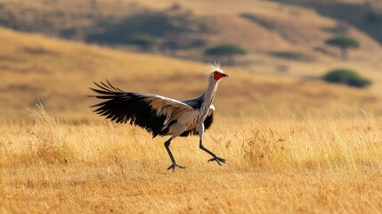 Fototapeta premium Grey Crowned Crane Running Savannah