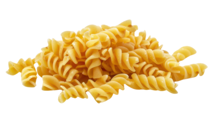 Pile of rotini pasta isolated on transparent background