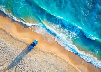 Obraz premium Aerial View of a Blue Whistle Accessory on a Sunny Beach