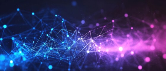 Fototapeta premium Abstract Technology Background with Glowing Network Connection, Data Transmission, and Artificial Intelligence Concept