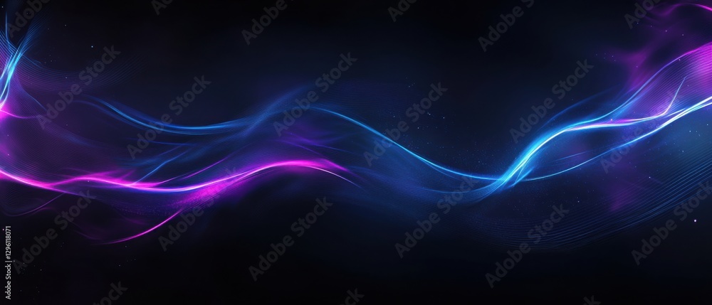 Aufkleber abstract dark background with glowing blue and magenta waves, creating a futuristic and dynamic ener