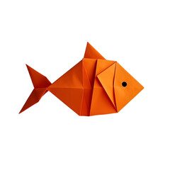 Orange origami fish on transparent background