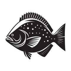 Colossal Halibut silhouette, the heavyweight of the ocean - Halibut illustration - Minimalist Halibut vector - Fish silhouette
