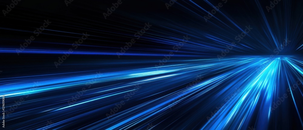 Aufkleber abstract blue light trails background with high speed motion blur effect concept of technology, futu