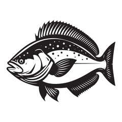 Massive Halibut silhouette, a true giant of the sea - Halibut illustration - Minimalist Halibut vector - Fish silhouette
