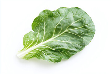 Obraz premium Fresh bok choy leaf with vibrant green color and crisp texture, perfect for healthy dishes and salads. Its smooth surface and intricate veins add visual appeal