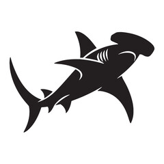 Unstoppable Hammerhead Shark silhouette, the true ruler of the ocean - Hammerhead Shark illustration - Minimalist Hammerhead Shark vector - Fish silhouette
