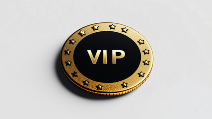 Exclusive Access: A gleaming gold VIP badge, adorned with stars, promises privileged entry and luxury, a symbol of prestige and importance.