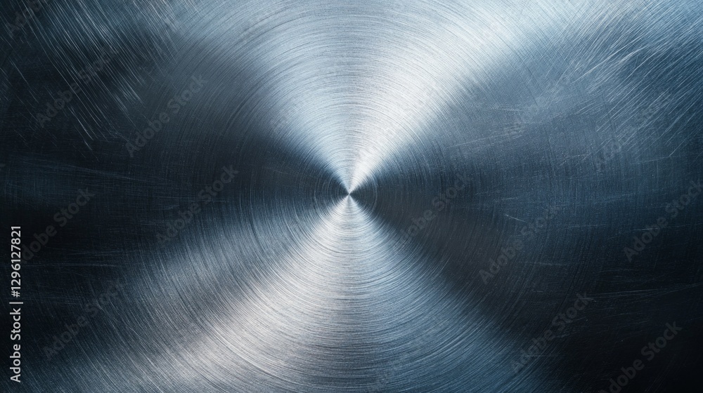 Poster A captivating display of brushed metal showcases a swirl of light reflecting off its polished surface. The intricate patterns draw the eye, creating a sense of depth and movement