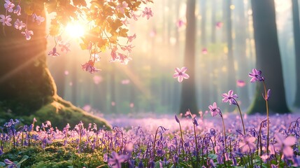 Obraz premium Captivating flora in nature's embrace enchanting forest scenic landscape tranquil morning light