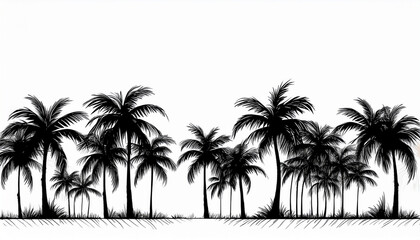 Trees illustration sketch isolated on white background, part 18