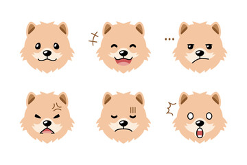 Set of cute character cute dog faces showing different emotions for design.