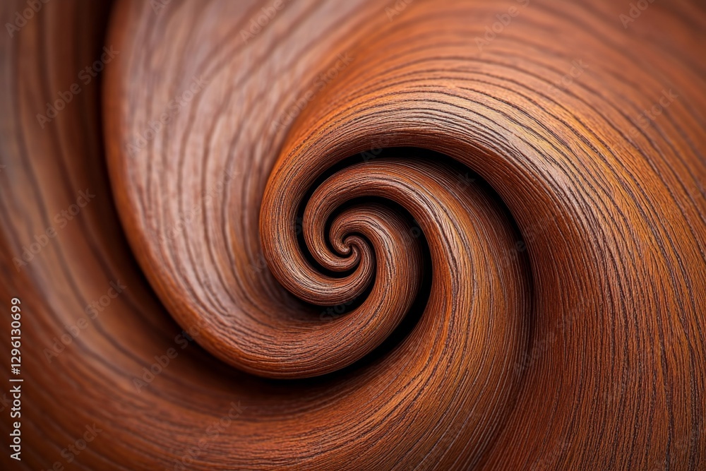 Poster A close-up of wood grain, showcasing the intricate patterns and textures that make up natural materials like walnut or cherry. The background is a warm brown color with soft lighting to highlight