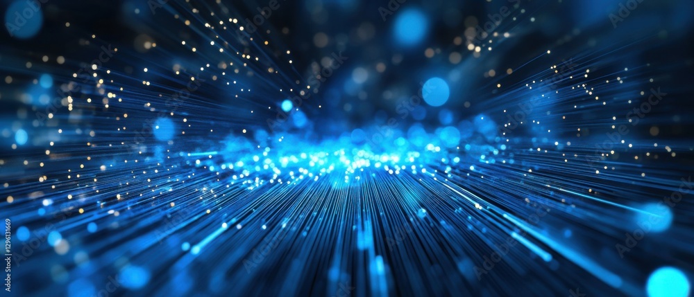 Aufkleber abstract blue light streaks with bokeh, representing data flow, technology, and digital network comm