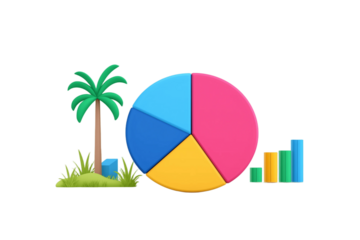 digital finance pie chart, investment concept, vector infographic, soft color palette, isolated without background
