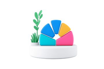 digital finance pie chart, investment concept, vector infographic, soft color palette, isolated without background