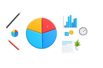 digital finance pie chart, investment concept, vector infographic, soft color palette, isolated without background