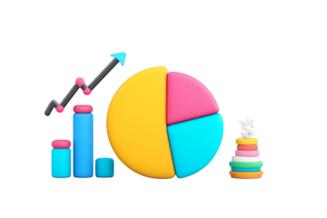 digital finance pie chart, investment concept, vector infographic, soft color palette, isolated without background