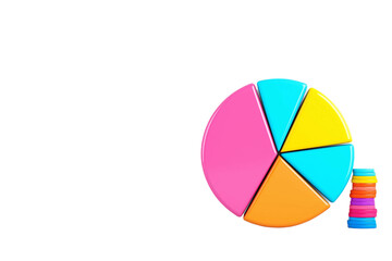 Obraz premium digital finance pie chart, investment concept, vector infographic, soft color palette, isolated without background