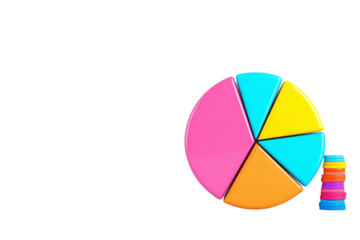 digital finance pie chart, investment concept, vector infographic, soft color palette, isolated without background