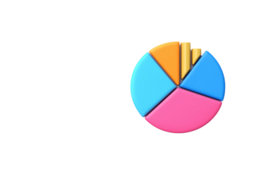 digital finance pie chart, investment concept, vector infographic, soft color palette, isolated without background