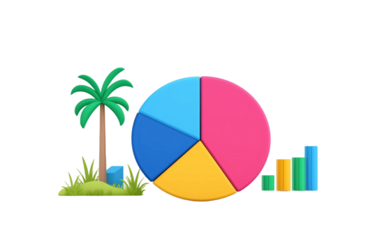 digital finance pie chart, investment concept, vector infographic, soft color palette, isolated without background