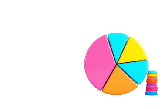 digital finance pie chart, investment concept, vector infographic, soft color palette, isolated without background