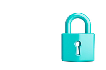 digital lock icon, cyber security symbol, holographic effect, metallic and blue, isolated on white background png cut