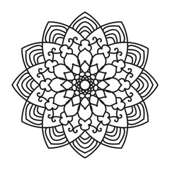 Mandala. Black and white decorative element. 